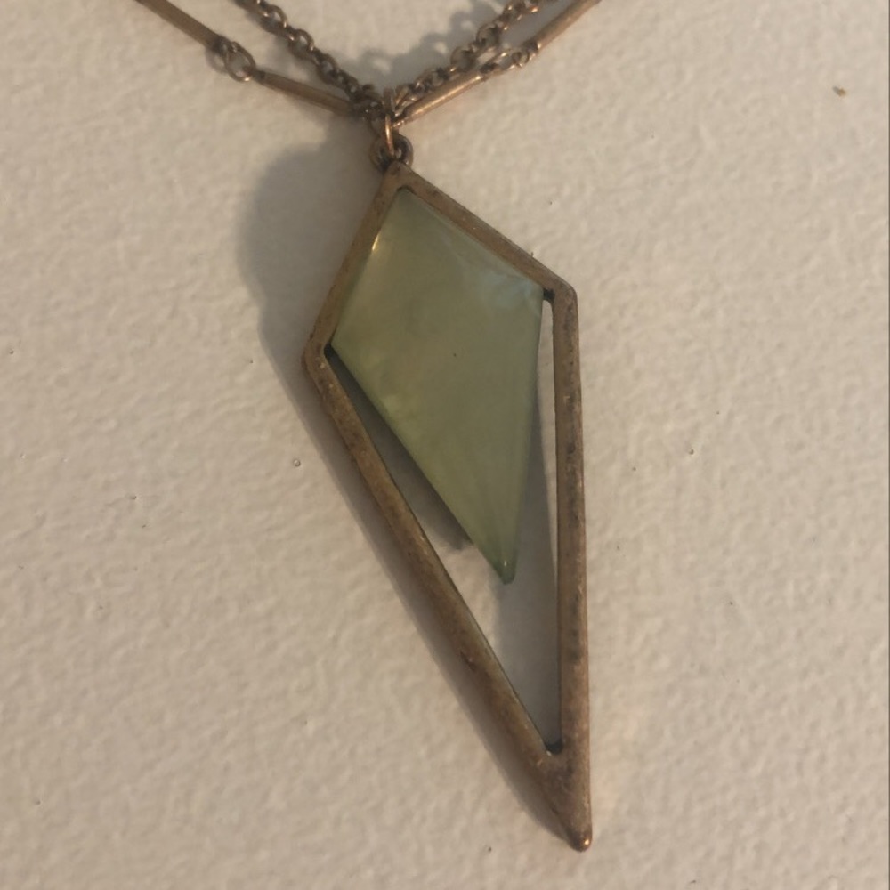 Long geo necklace w/ mint stone